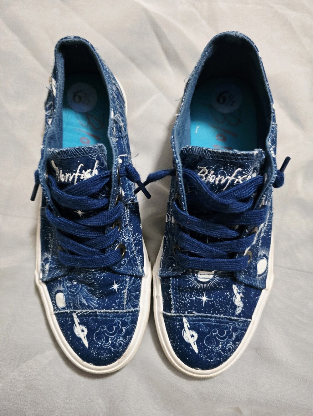 Blowfish Blue White Galaxy Canvas Low Top Sneakers